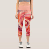 Leggings Capri Rose Abstrait moderne et Saumon (Recto)