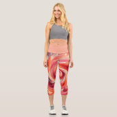 Leggings Capri Rose Abstrait moderne et Saumon (Recto)
