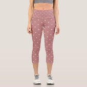 Leggings Capri Rose antique et points blancs 2 (Recto)