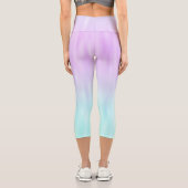 Leggings Capri Rose Aqua Blue Pastel Gradient Ombre Girly Chic (Verso)