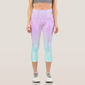 Leggings Capri Rose Aqua Blue Pastel Gradient Ombre Girly Chic (Recto)