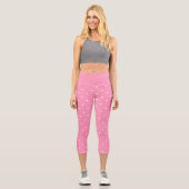 Leggings Capri rose avec points blancs (Recto)