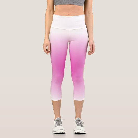 Leggings Capri Rose Blanc Cute Moderne Élégante Modèle femmes (Recto)