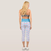Leggings Capri Rose bleu Aqua Blue Wave Circles Art Motif (Verso)