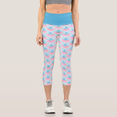 Leggings Capri Rose bleu Aqua Blue Wave Circles Art Motif (Recto)