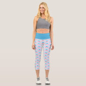 Leggings Capri Rose bleu Aqua Blue Wave Circles Art Motif (Recto)