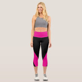 Leggings Capri Rose Chaude Rayure Noire (Recto)