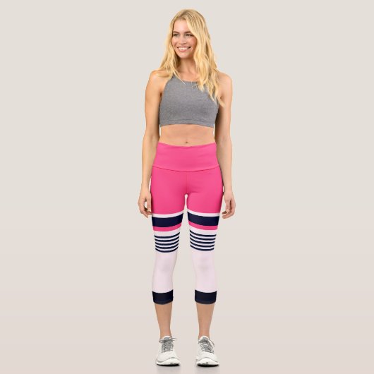 Leggings Capri Rose en bande (Recto)