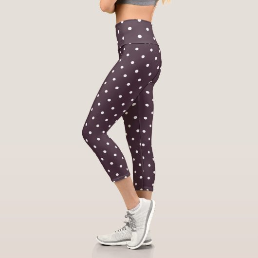 Leggings Capri Rose en ébène et points blancs (Gauche)