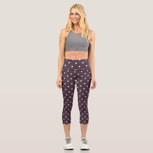 Leggings Capri Rose en ébène et points blancs (Recto)