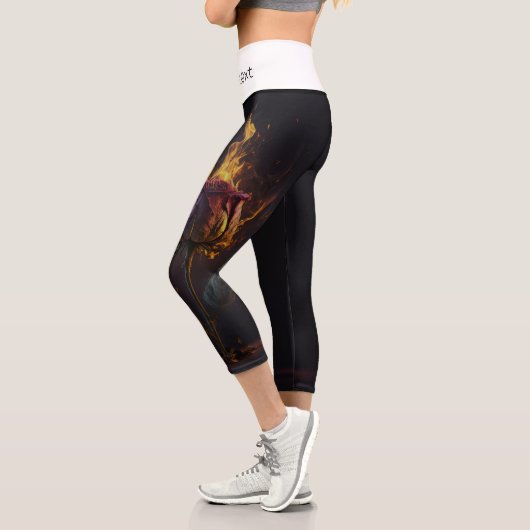 Leggings Capri rose en feu (Gauche)