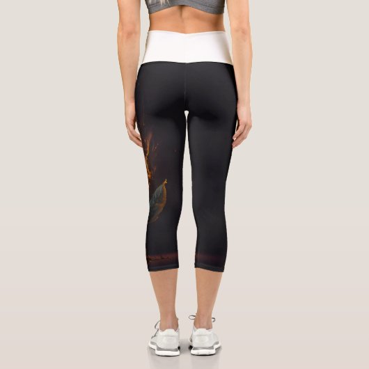 Leggings Capri rose en feu (Verso)