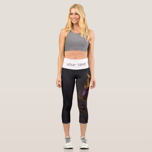 Leggings Capri rose en feu (Recto)