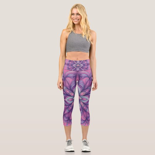 Leggings Capri Rose en fleurs (Recto)