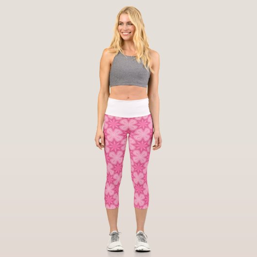 Leggings Capri Rose Et Blanc (Recto)