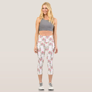 Leggings Capri Rose Florale Rose Chic Usé