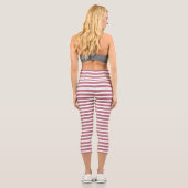 Leggings Capri Rose Gold Blanc Simple Rayé Horizontalement (Verso)