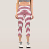Leggings Capri Rose Gold Blanc Simple Rayé Horizontalement (Recto)