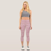 Leggings Capri Rose Gold Blanc Simple Rayé Horizontalement (Recto)