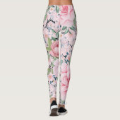 Leggings Capri rose Longueur Bouton de floral Légumineuses  (Dos)