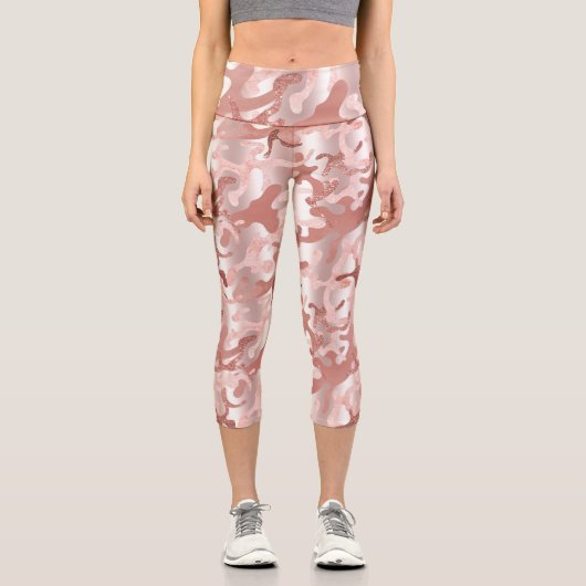 Leggings Capri Rose métallique Parties scintillant d'or Camo en m (Recto)