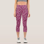 Leggings Capri Rose Noir Moderne Peau Animal Spots Design (Recto)