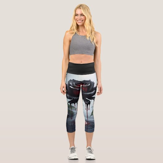Leggings Capri Rose noire sinistre (Recto)
