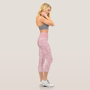 Leggings Capri Rose Pâle Dentelle Élégance Rose Pâle & Blanc