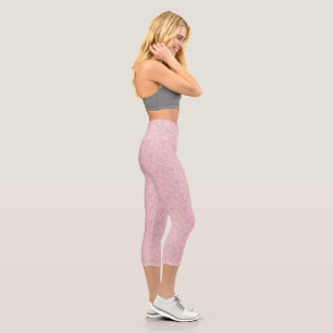 Leggings Capri Rose Pâle Dentelle Élégance Rose Pâle & Blanc