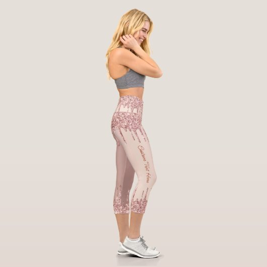Leggings Capri rose Parties scintillant or avec te (Droite)