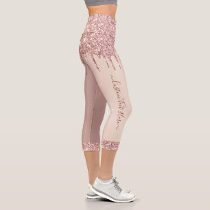 Leggings Capri rose Parties scintillant or avec te