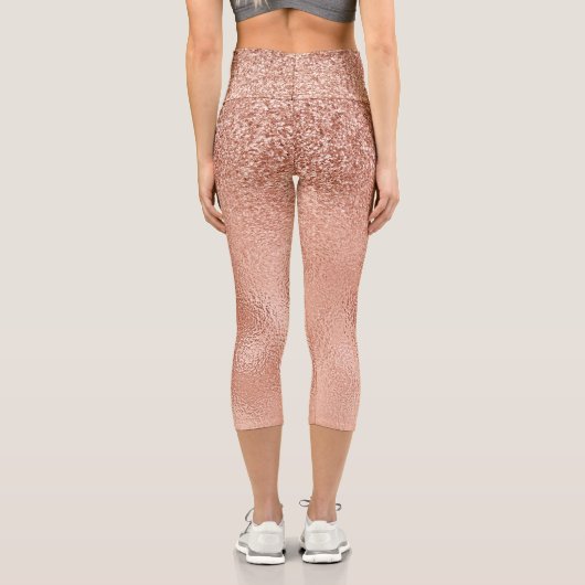 Leggings Capri Rose Parties scintillant or Ombre métal look (Verso)