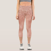 Leggings Capri Rose Parties scintillant or Ombre métal look (Recto)