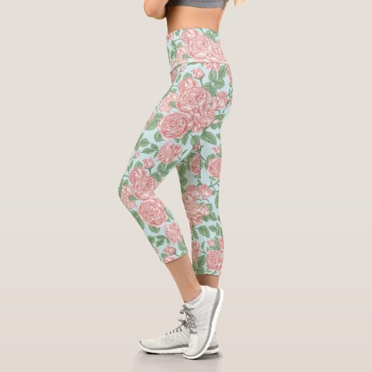Leggings Capri Rose rose Jardin Bouquet Motif (Gauche)