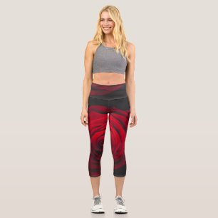 Leggings Capri Rose rouge sur effet vintage arrière - plan noir
