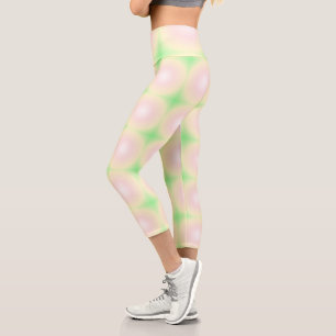 Leggings Capri Rose vert pâle Blanc 3D Optique Motif dégradé