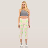 Leggings Capri Rose vert pâle Blanc 3D Optique Motif dégradé (Recto)