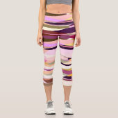Leggings Capri Rose, violet et orange abstrait (Recto)