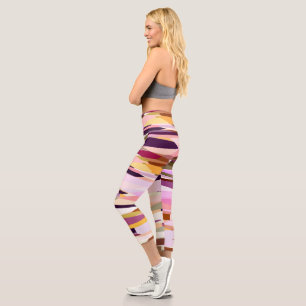 Leggings Capri Rose, violet et orange abstrait