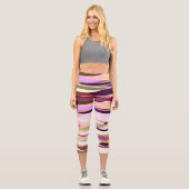 Leggings Capri Rose, violet et orange abstrait (Recto)
