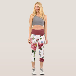 Leggings Capri Roses anglaises roses élégantes romantiques vintag
