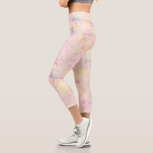 Leggings Capri Roses blanches jaunes magiques Design rose floral