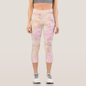Leggings Capri Roses blanches jaunes magiques Design rose floral (Recto)