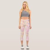 Leggings Capri Roses blanches jaunes magiques Design rose floral (Recto)