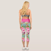 Leggings Capri Roses d'aquarelle en rose et crème sur Parties sci (Verso)
