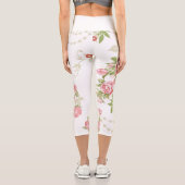 Leggings Capri Roses de chou rose gras sur Arrière - plan blanc (Verso)
