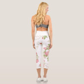 Leggings Capri Roses de chou rose gras sur Arrière - plan blanc (Verso)
