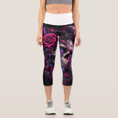 Leggings Capri roses et crâne- ARH (Recto)
