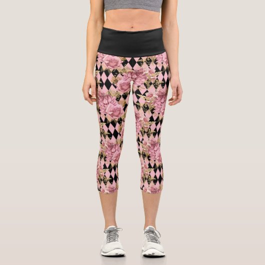 Leggings Capri Roses roses roses et arlequin (Recto)