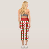 Leggings Capri roses rouges florales rayées de noël (Verso)
